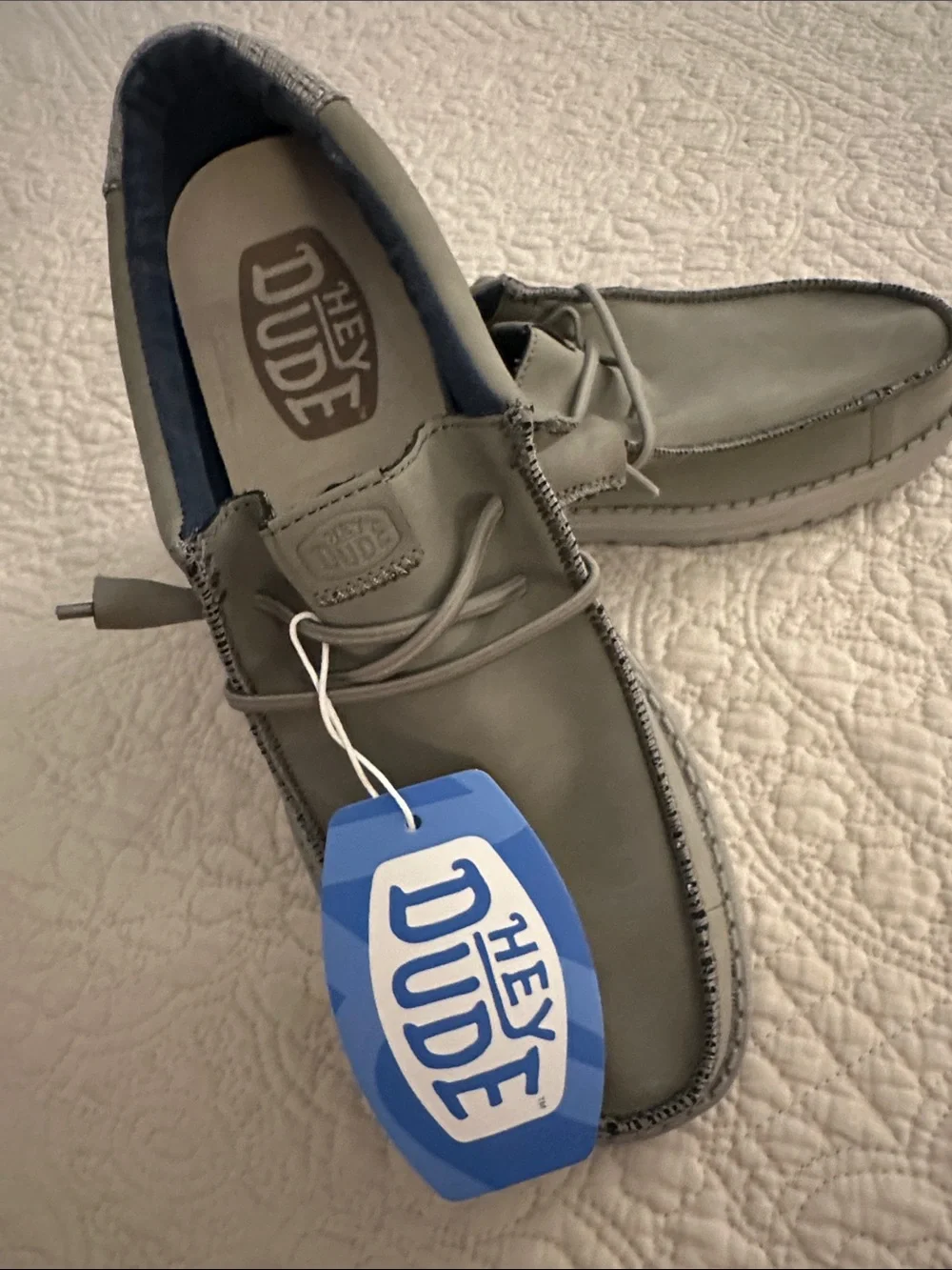 Hey Dude Men's Grey Slip-On Boat Shoes with Soft Lining